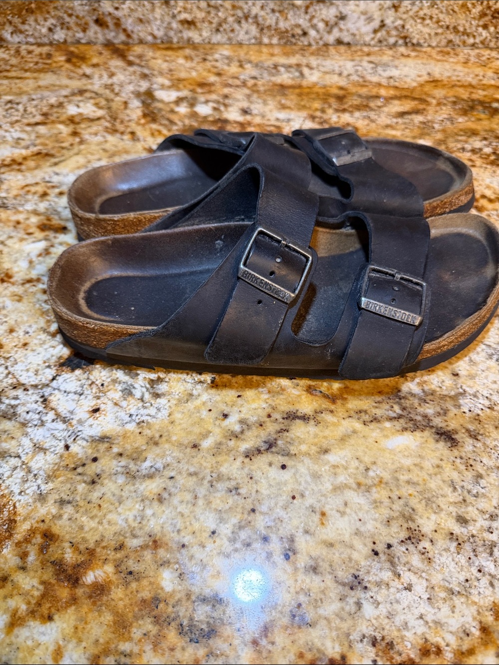 Birkenstock Black Two-Strap Leather Sandals - Picture 2 of 6
